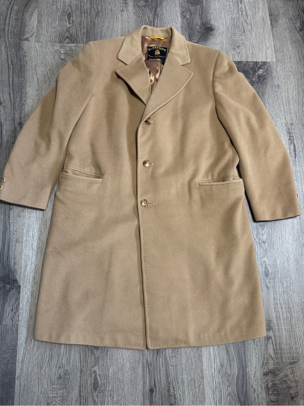 Alpacuna 100% Cashmere Camel Long Overcoat Luxury Classic Coat XL Clean Girl